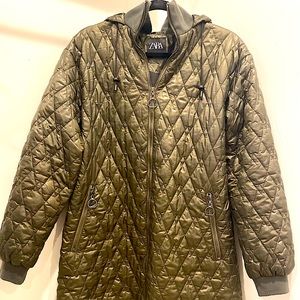 Quilted Zara coat with collar and hood